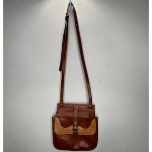 Outback Red Genuine Leather Satchel Shoulder Bag Brown & Tan Adjustable Strap